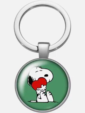 Snoopy Dog Beagle Love Green Purse Key Fob Charm KeyChain Pendant Car Metal Clip